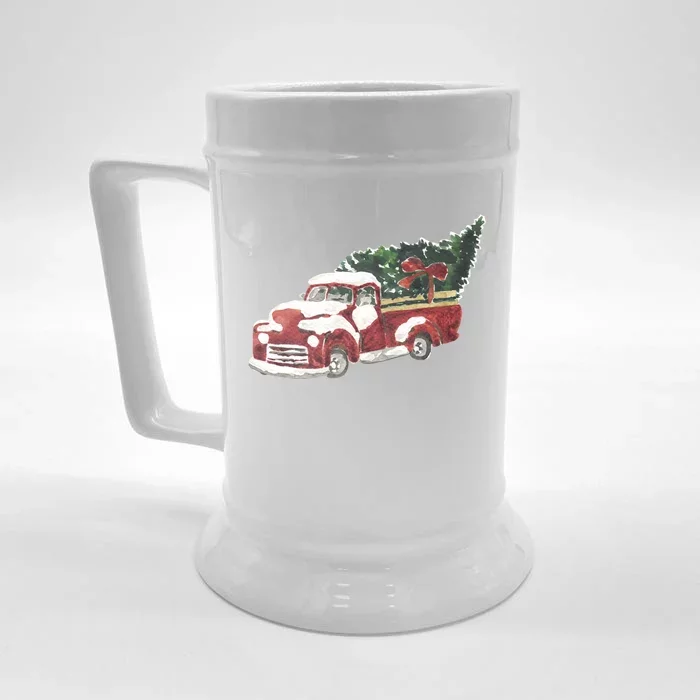 Retro Christmas Holiday Truck Front & Back Beer Stein