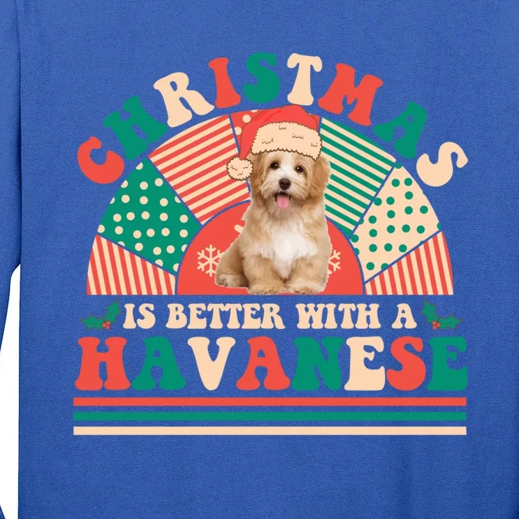 Retro Christmas Is Better With A Havanese Gift Santa Hat Gift Tall Long Sleeve T-Shirt