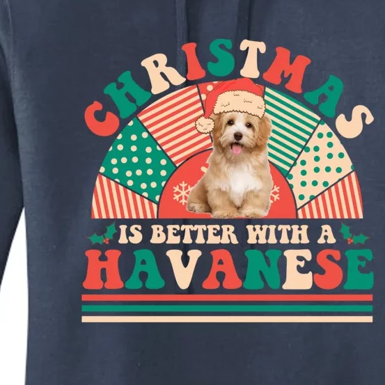 Retro Christmas Is Better With A Havanese Gift Santa Hat Gift Women's Pullover Hoodie