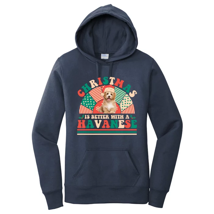 Retro Christmas Is Better With A Havanese Gift Santa Hat Gift Women's Pullover Hoodie