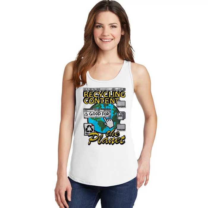 Recycling Content Is Good For The Planet Earth Planet Lover Ladies Essential Tank