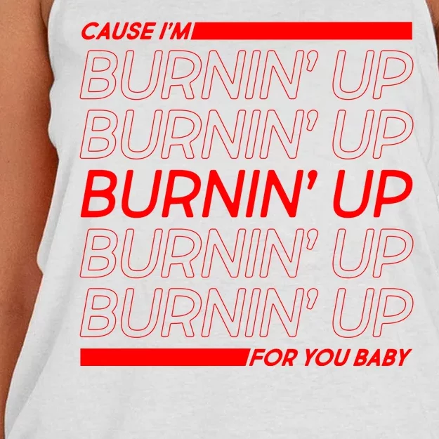 Retro Cause Im Burnin Up For You Baby Women's Knotted Racerback Tank