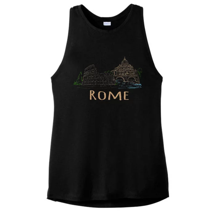 Rome Colosseum Italy Italia Roman Amphitheatre Ancient Rome Ladies Tri-Blend Wicking Tank