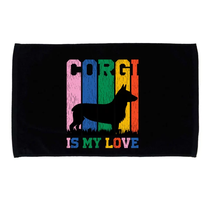 Retro Corgi Is My Love Microfiber Hand Towel