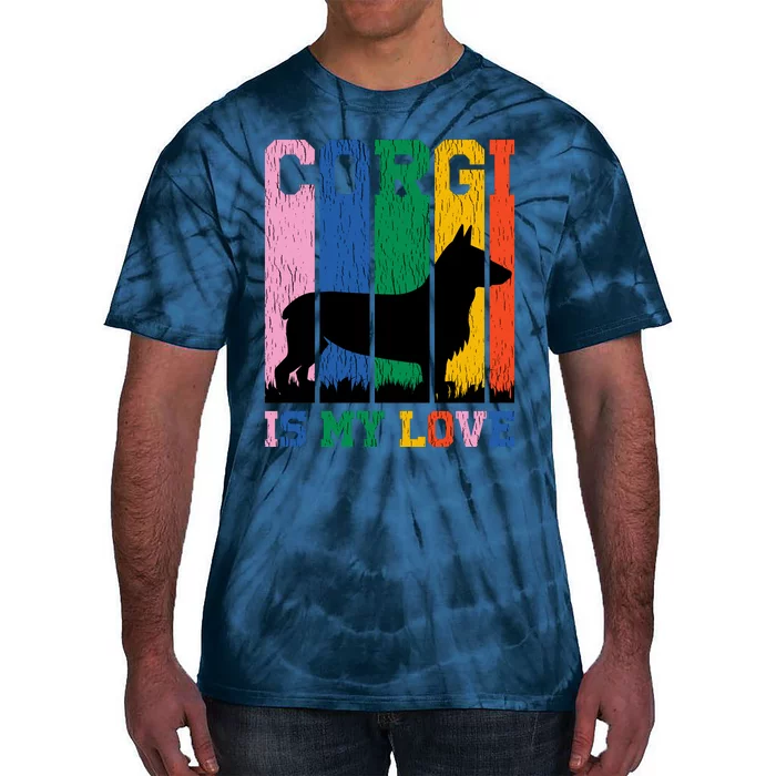 Retro Corgi Is My Love Tie-Dye T-Shirt