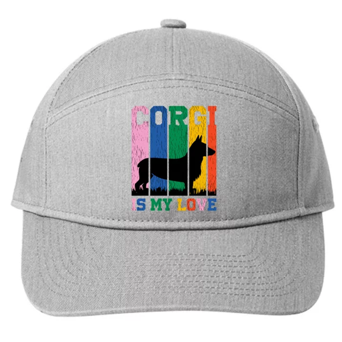 Retro Corgi Is My Love 7-Panel Snapback Hat