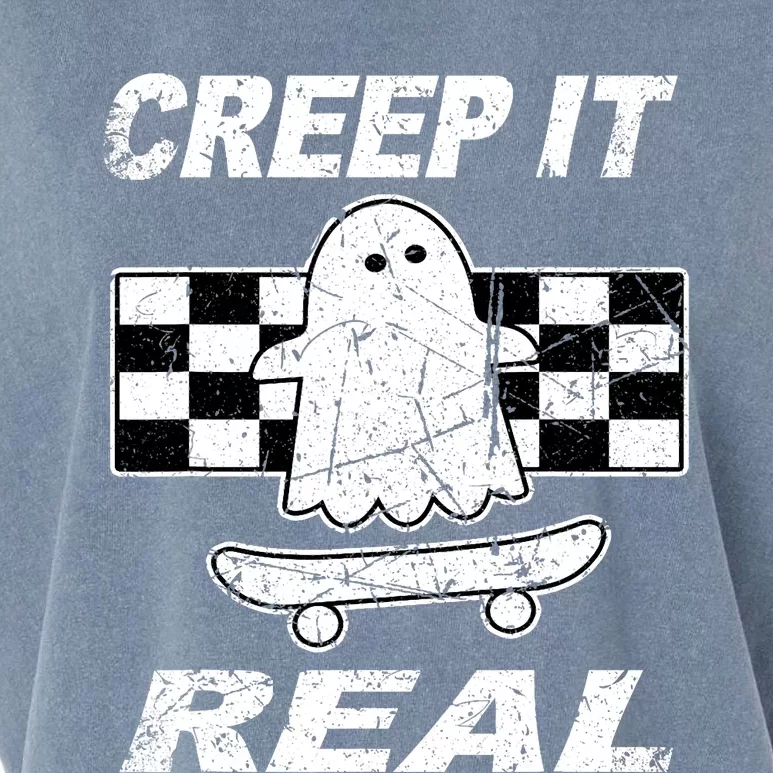 Retro Creep It Real Shirts Ghost Halloween Garment-Dyed Women's Muscle Tee