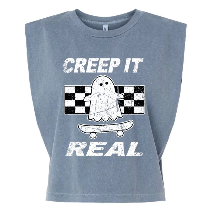 Retro Creep It Real Shirts Ghost Halloween Garment-Dyed Women's Muscle Tee