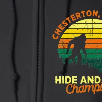 Retro Chesterton Indiana Big Foot Souvenir Full Zip Hoodie