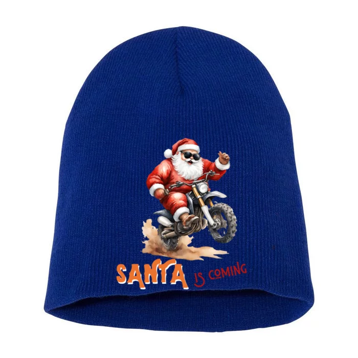 Rettro Christmas Is Coming Xmas Santa Claus Gift Short Acrylic Beanie