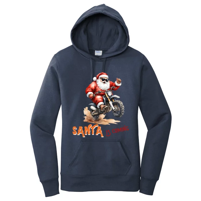 Rettro Christmas Is Coming Xmas Santa Claus Gift Women's Pullover Hoodie