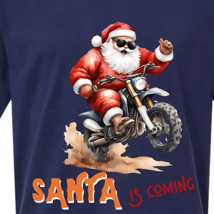 Rettro Christmas Is Coming Xmas Santa Claus Gift Sueded Cloud Jersey T-Shirt