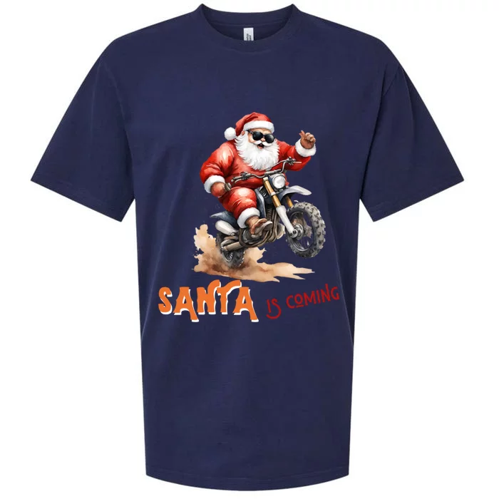 Rettro Christmas Is Coming Xmas Santa Claus Gift Sueded Cloud Jersey T-Shirt