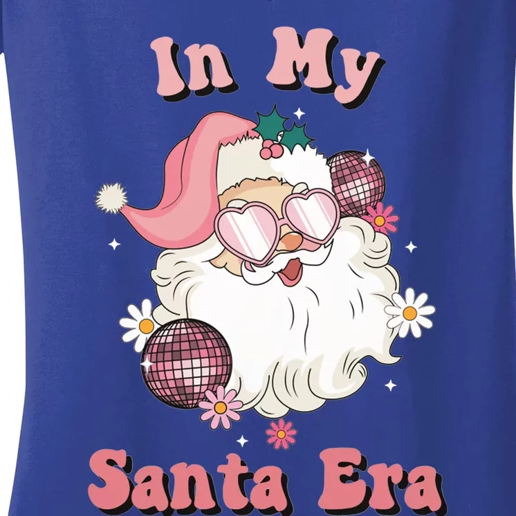 Retro Christmas In My Santa Era Pink Santa Xmas Pajamas Cute Gift Women's V-Neck T-Shirt