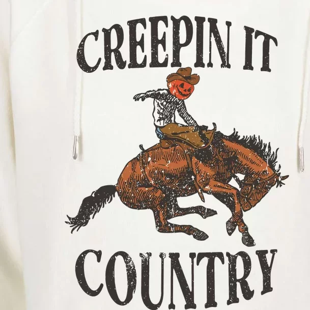 Retro Creepin It Country Rodeo Womens Funnel Neck Pullover Hood