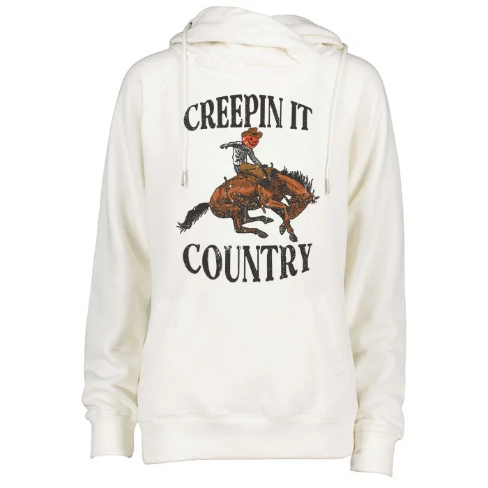 Retro Creepin It Country Rodeo Womens Funnel Neck Pullover Hood