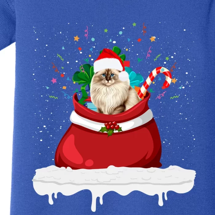 Ragdoll Cat In Santa Hat Christmas Holiday Design Cat Lover Baby Bodysuit