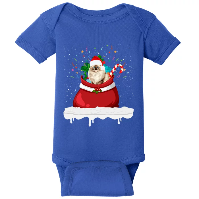 Ragdoll Cat In Santa Hat Christmas Holiday Design Cat Lover Baby Bodysuit