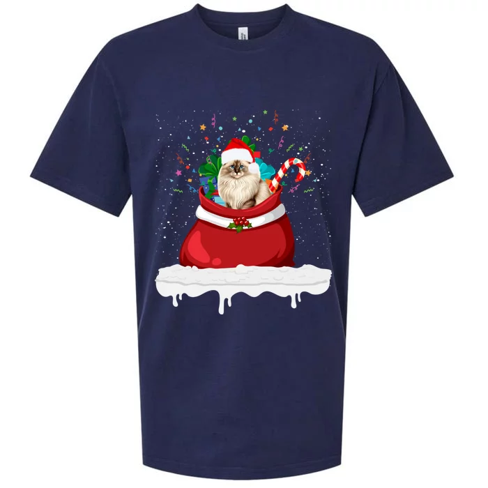 Ragdoll Cat In Santa Hat Christmas Holiday Design Cat Lover Sueded Cloud Jersey T-Shirt