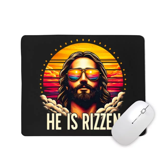 Retro Christian Jesus Religious He Is Rizzen Jesus Is Rizzen Mousepad