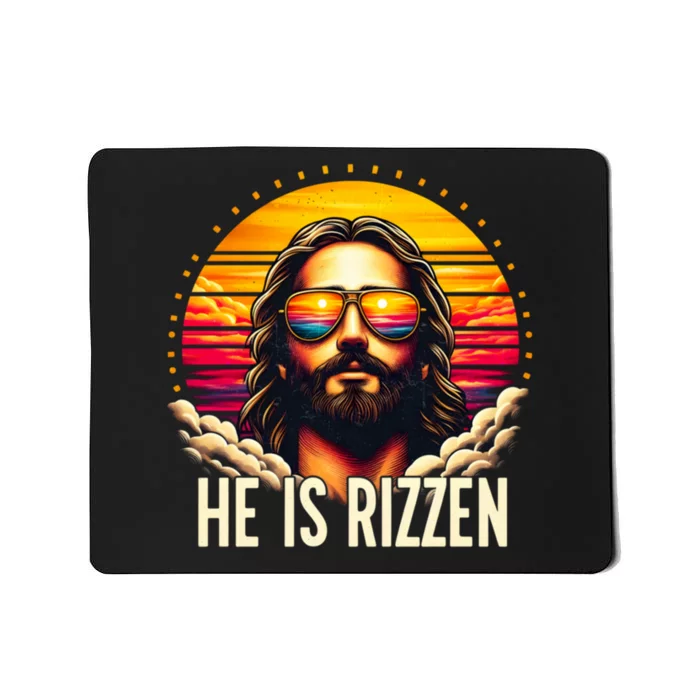 Retro Christian Jesus Religious He Is Rizzen Jesus Is Rizzen Mousepad