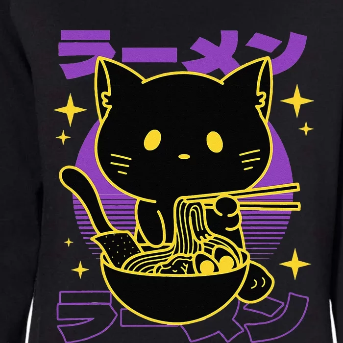 Ramen Cat Japanese Womens California Wash Sweatshirt