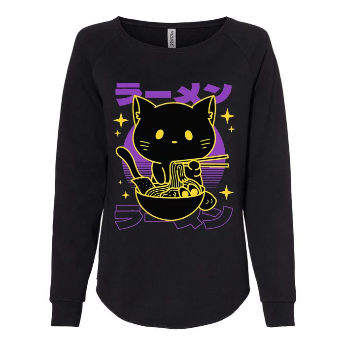 Ramen Cat Japanese Womens California Wash Sweatshirt