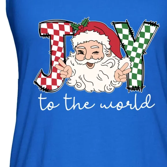 Retro Christmas Joy To The World Santa Claus Xmas Vibes Gift Ladies Essential Flowy Tank