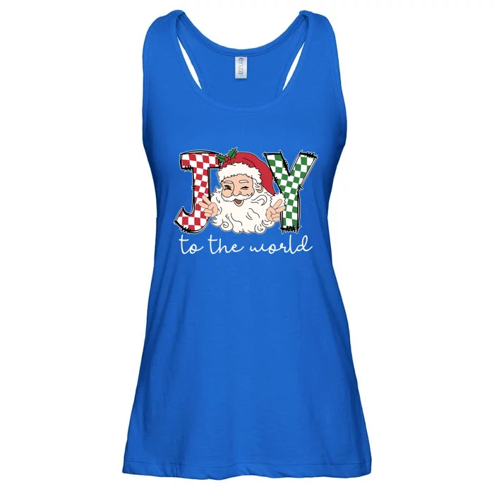 Retro Christmas Joy To The World Santa Claus Xmas Vibes Gift Ladies Essential Flowy Tank