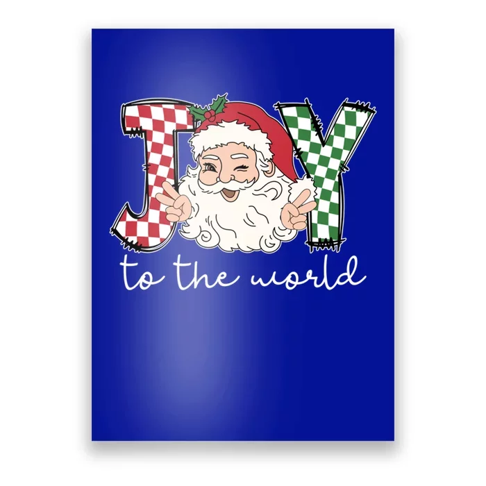 Retro Christmas Joy To The World Santa Claus Xmas Vibes Gift Poster