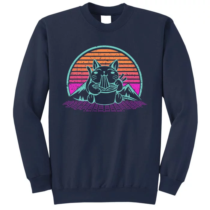 Ra Cat Japanese Kitten Retro Vintage Sunset Retrowave Sweatshirt