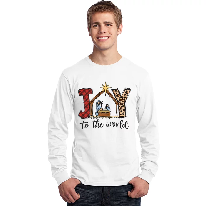 Retro Christmas Joy To The World Long Sleeve Shirt