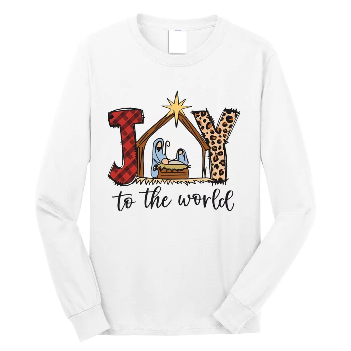 Retro Christmas Joy To The World Long Sleeve Shirt