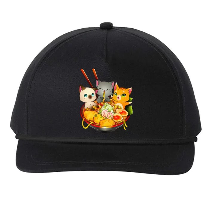 Ramen Cat Kawaii Neko Anime Otaku Cats Japanese Noodles Gift Snapback Five-Panel Rope Hat