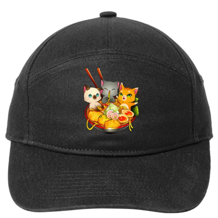 Ramen Cat Kawaii Neko Anime Otaku Cats Japanese Noodles Gift 7-Panel Snapback Hat