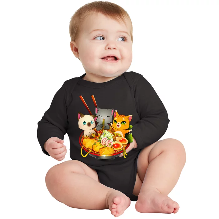 Ramen Cat Kawaii Neko Anime Otaku Cats Japanese Noodles Gift Baby Long Sleeve Bodysuit