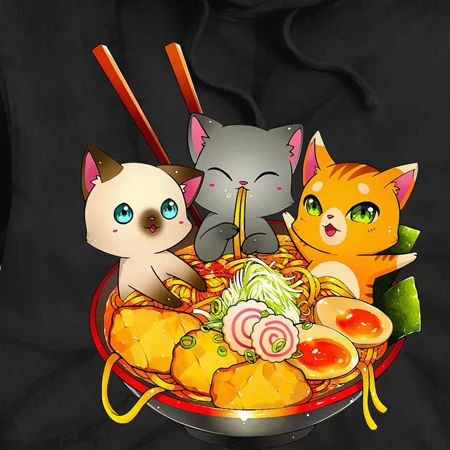 Ramen Cat Kawaii Neko Anime Otaku Cats Japanese Noodles Gift Tie Dye Hoodie