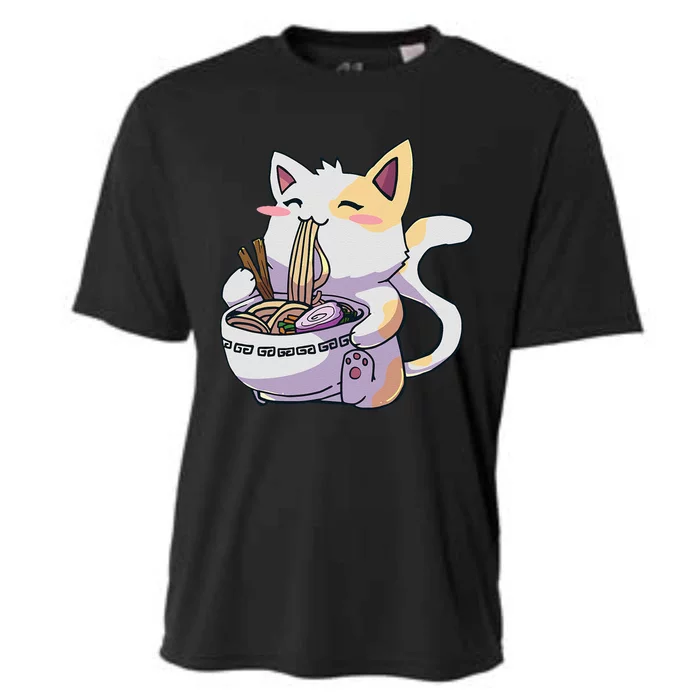 Ramen Cat Kawaii Anime Japanese Kawaii Neko Cooling Performance Crew T-Shirt