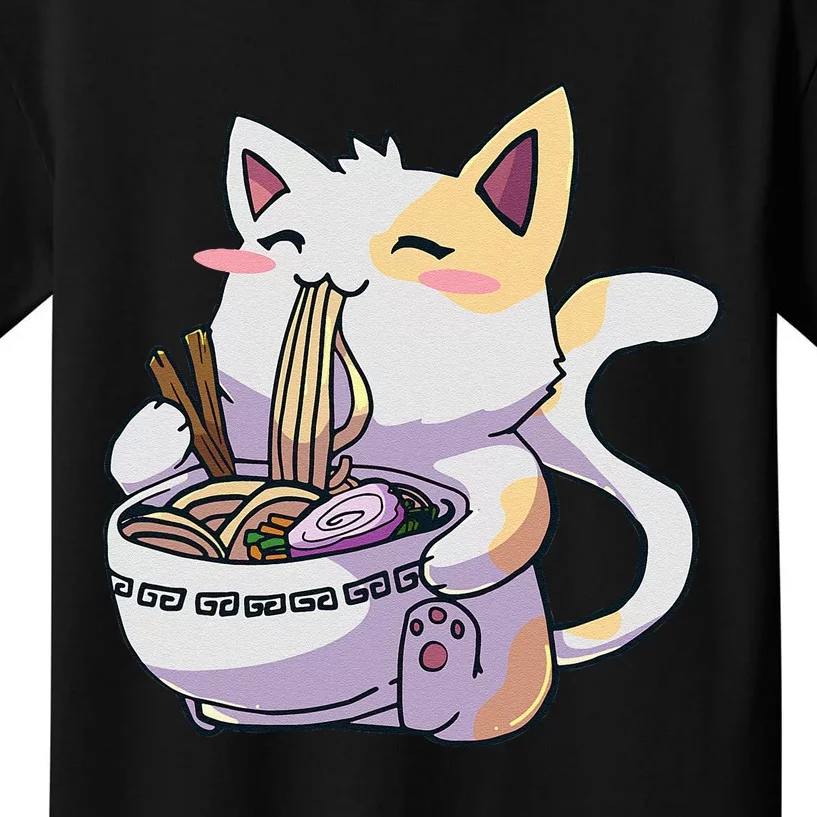 Ramen Cat Kawaii Anime Japanese Kawaii Neko Kids T-Shirt