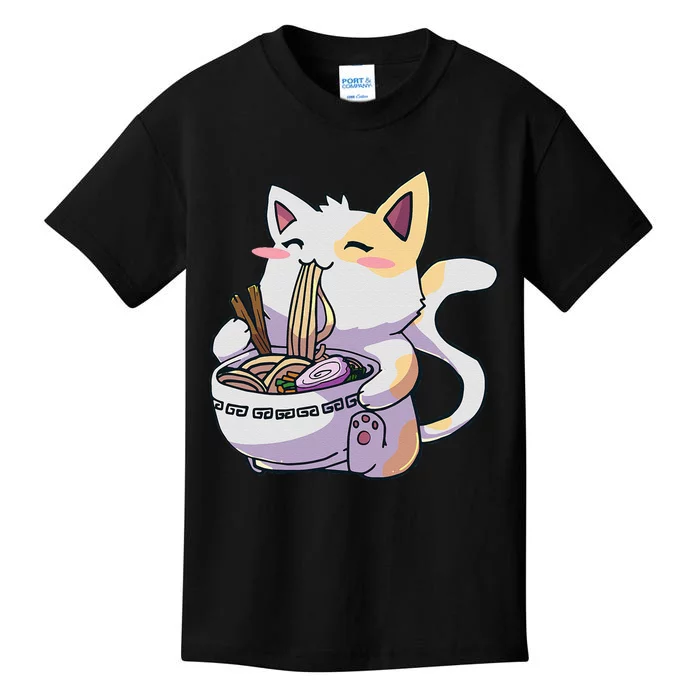 Ramen Cat Kawaii Anime Japanese Kawaii Neko Kids T-Shirt