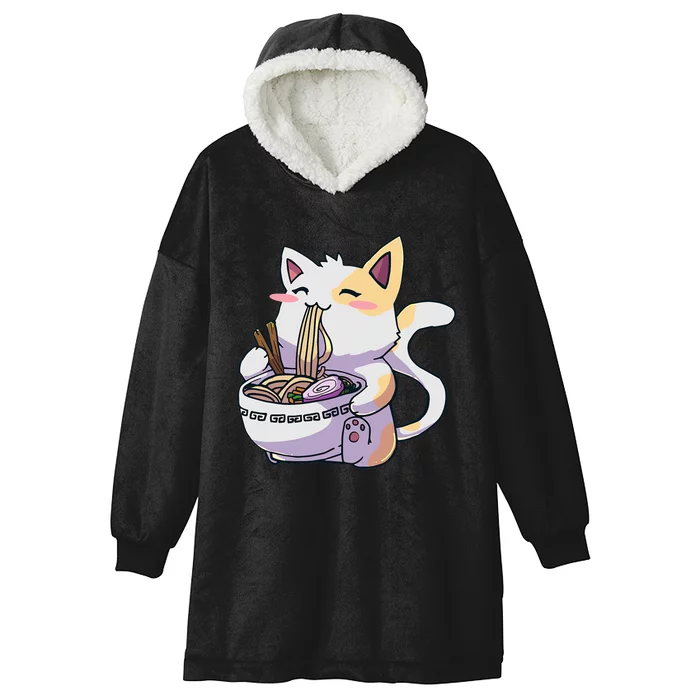 Ramen Cat Kawaii Anime Japanese Kawaii Neko Hooded Wearable Blanket