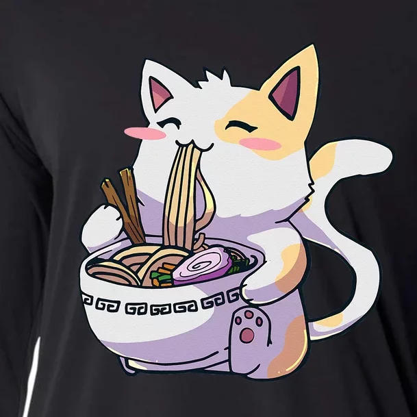 Ramen Cat Kawaii Anime Japanese Kawaii Neko Cooling Performance Long Sleeve Crew