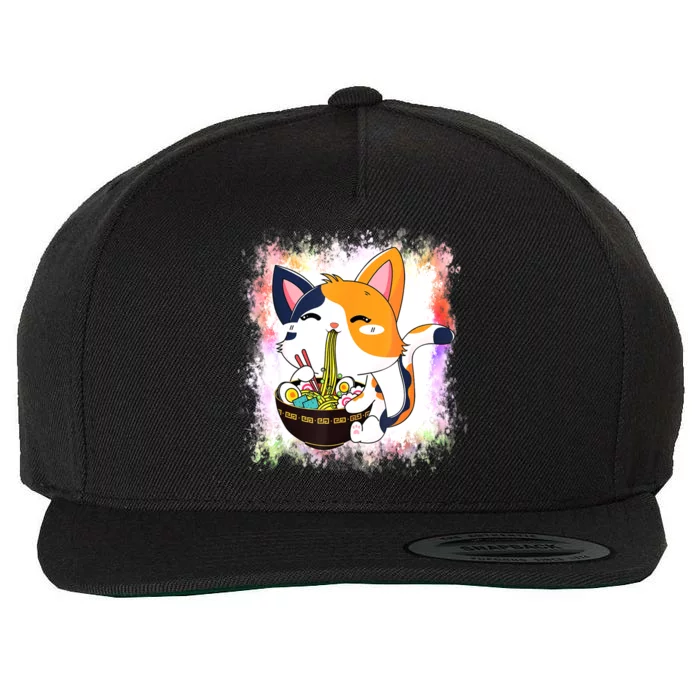 Ramen Cat Kawaii Anime Japanese Teen Girls Wool Snapback Cap