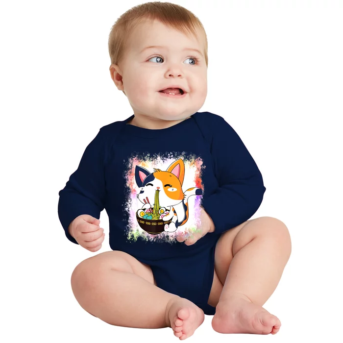 Ramen Cat Kawaii Anime Japanese Teen Girls Baby Long Sleeve Bodysuit