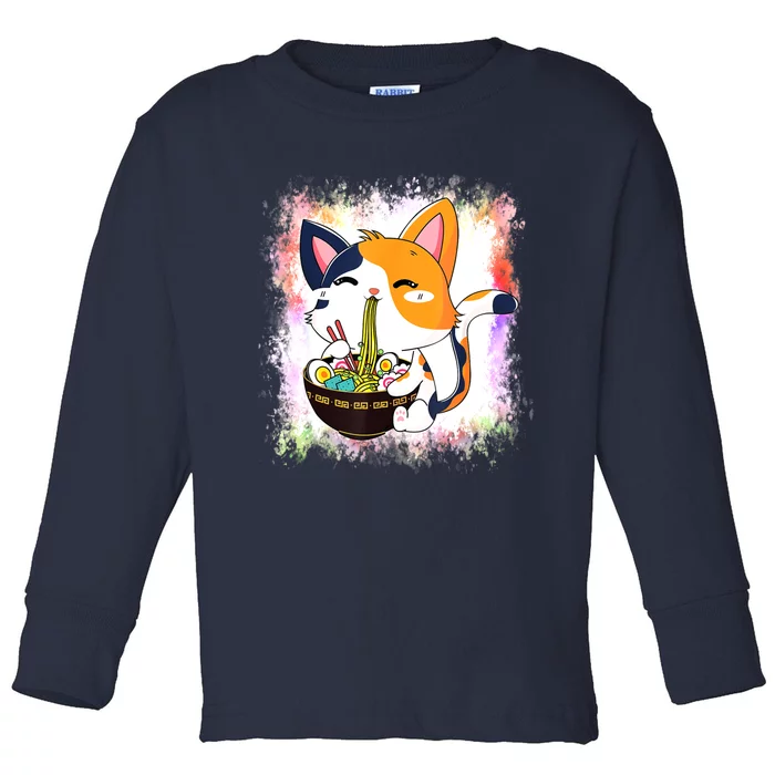 Ramen Cat Kawaii Anime Japanese Teen Girls Toddler Long Sleeve Shirt