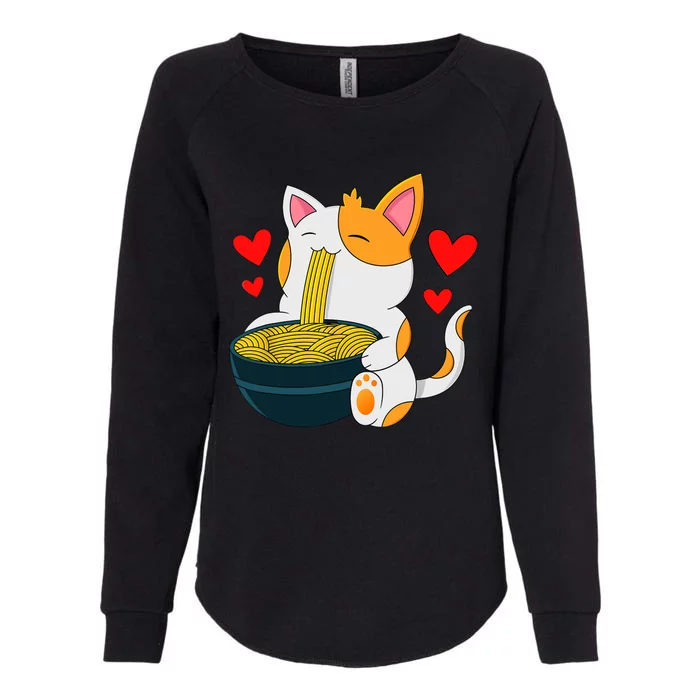 Ramen Cat Kawaii Anime Japanese Kawaii Cat Valentines Day Womens California Wash Sweatshirt