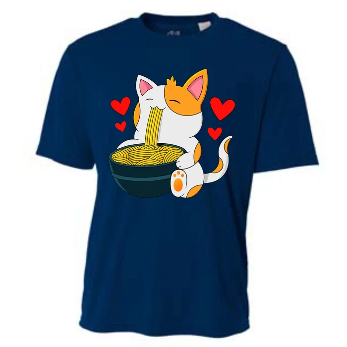 Ramen Cat Kawaii Anime Japanese Kawaii Cat Valentines Day Cooling Performance Crew T-Shirt