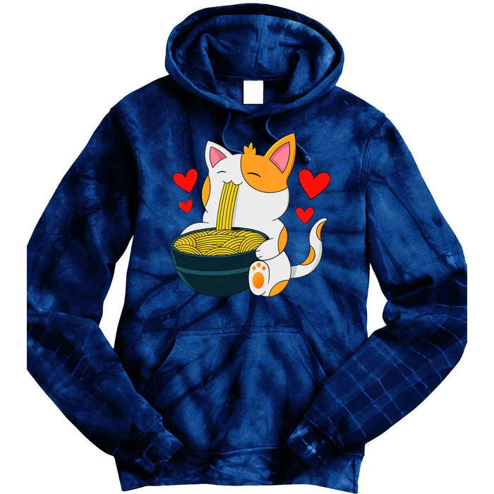 Ramen Cat Kawaii Anime Japanese Kawaii Cat Valentines Day Tie Dye Hoodie