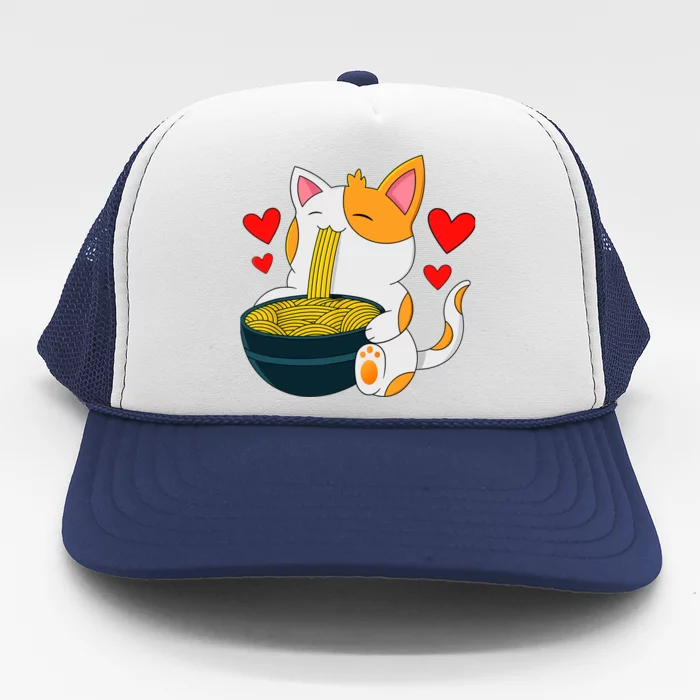 Ramen Cat Kawaii Anime Japanese Kawaii Cat Valentines Day Trucker Hat