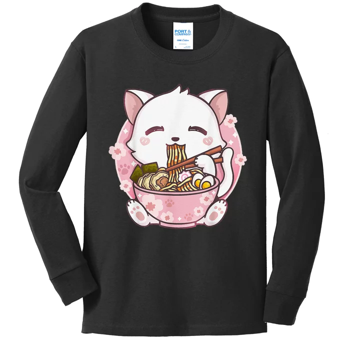 Ra Cat Kawaii Anime Japanese Food Girls Official Teenager Kids Long Sleeve Shirt